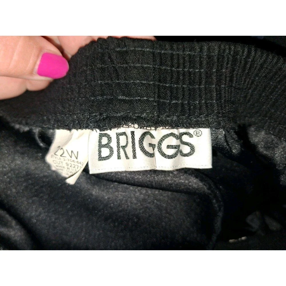 Briggs Women's Black Pull On Dress Pants Elastic Waist Stretch Size 22W USA Made
